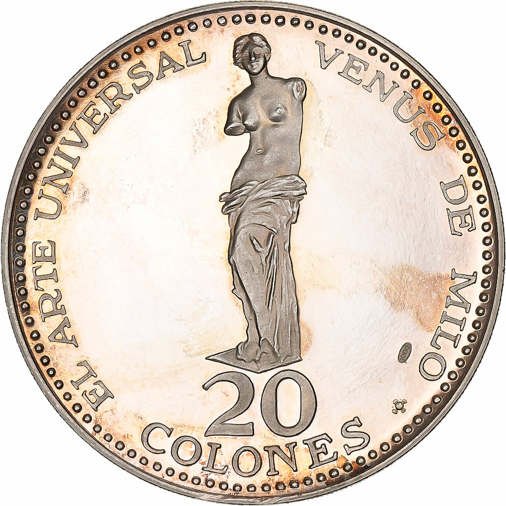 Costa Rica, 20 Colones, La Vénus De Milo, 1970, Silver, MS(63), KM:193