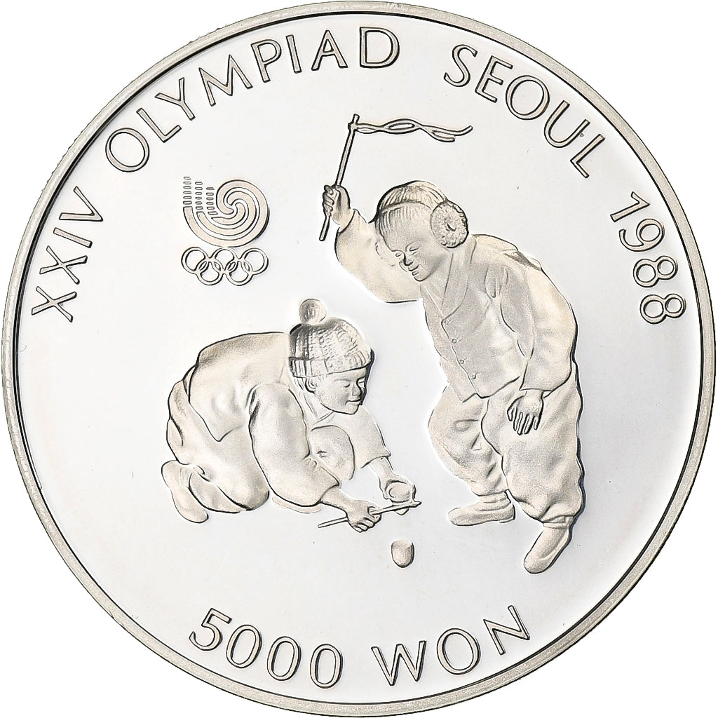 KOREA - ZUID, 5000 Won, XXIV OLYMPIAD SEOUL 1988, 1988, Seoul, Zilver, UNC-