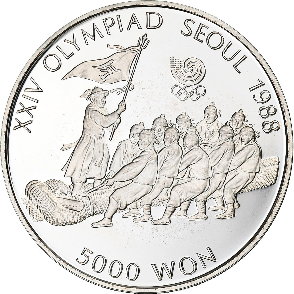 South Korea, 5000 Won, XXIV OLYMPIAD SEOUL 1988, 1986, Seoul, Silver, MS(63)