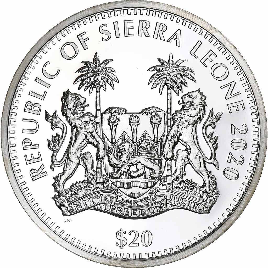 Sierra Leona, 20 Dollars, 2020, Félins - Cougar, Plata, SC