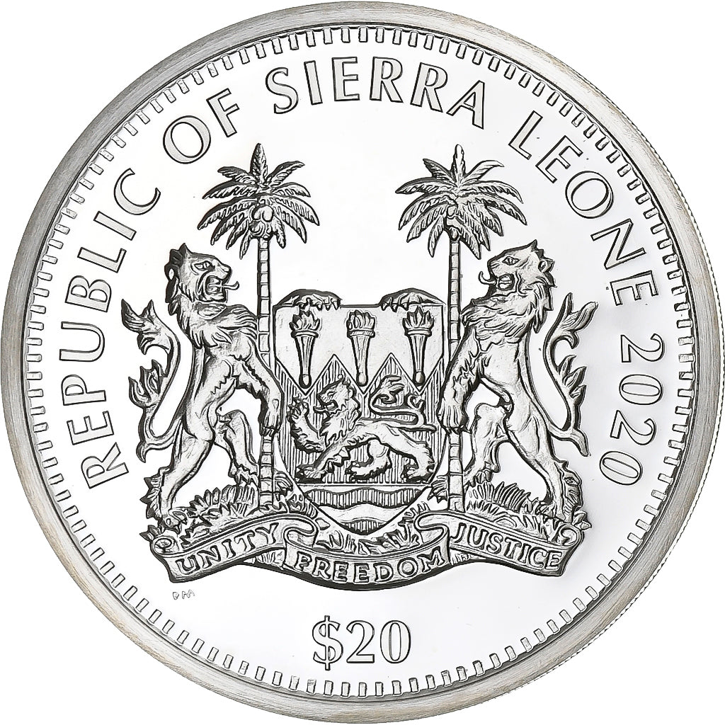 Sierra Leone, 20 Dollars, 2020, Félins - Guépard, Silver, MS(63)