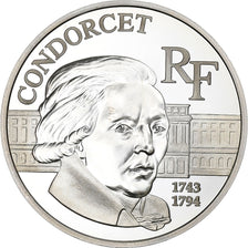 France, 100 Francs, Marquis de Condorcet, 1998, Paris, Silver, MS(63), KM:1201
