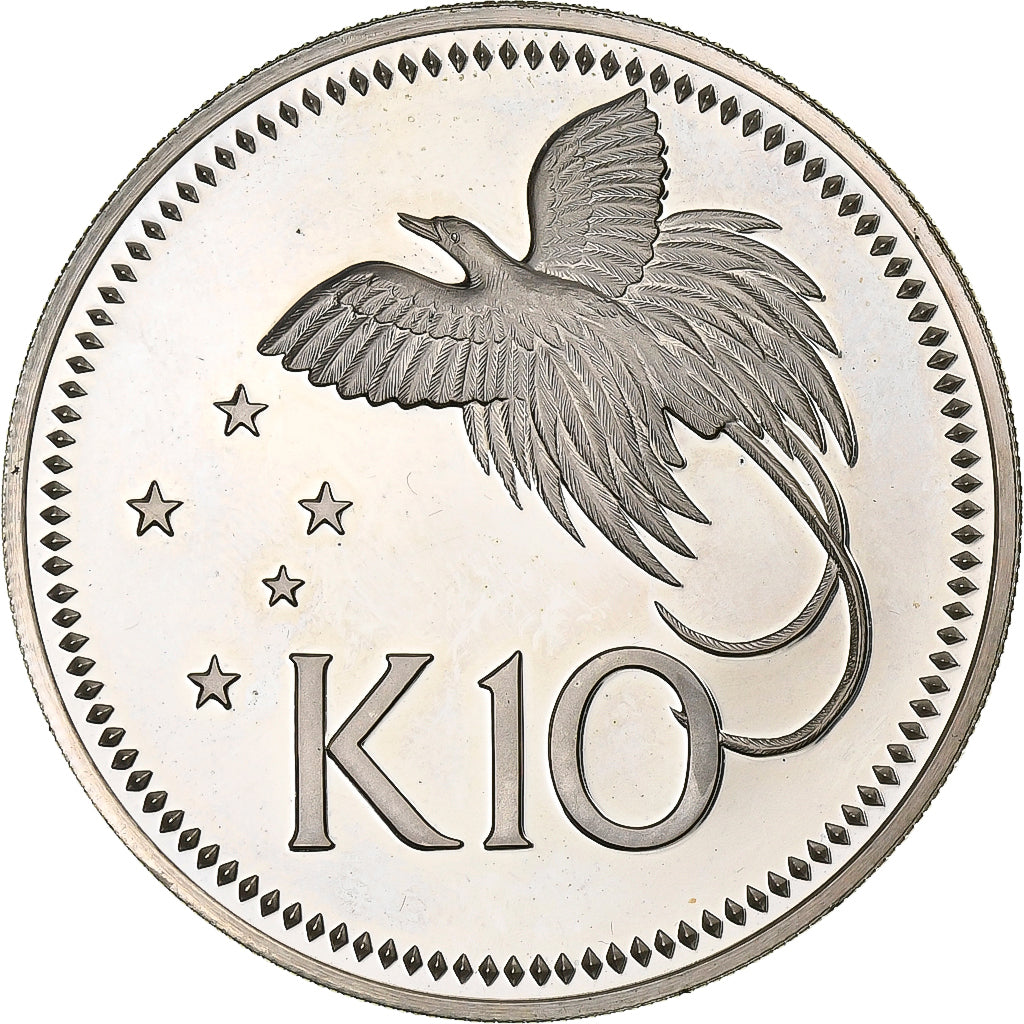 Papua New Guinea, 10 Kina, 1976, Franklin Mint, Proof, Silver, MS(63), KM:8a