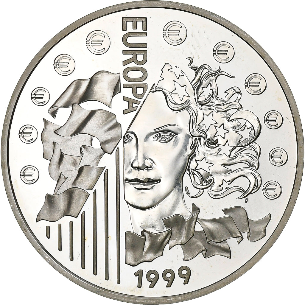 Francja, 6.55957 Francs, Europa, 1999, Paris, Srebro, MS(63), KM:1255