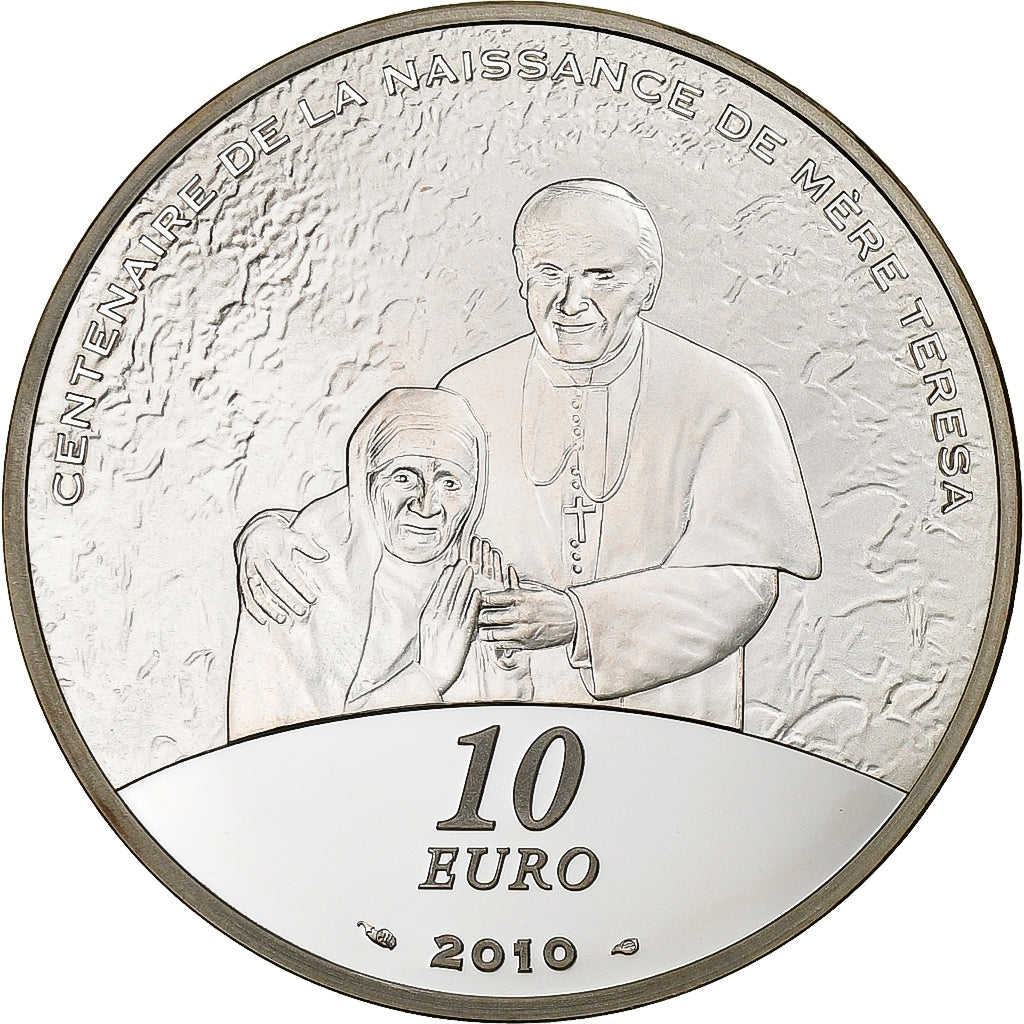 Francia, 10 Euro, Mère Teresa, 2010, Paris, Argento, SPL, KM:1695