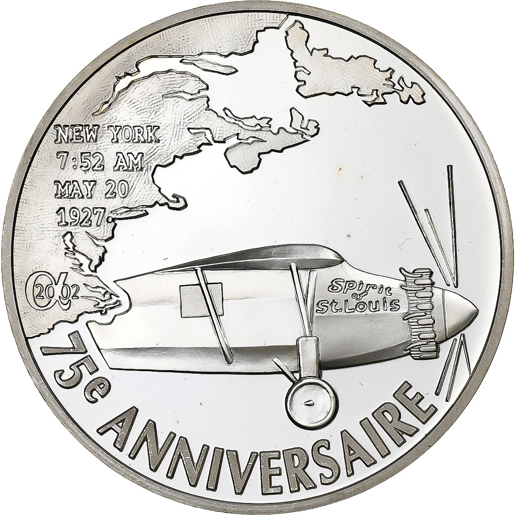 Frankreich, 1-1/2 Euro, Traversée de Lindbergh, 2002, Paris, Silber, UNZ