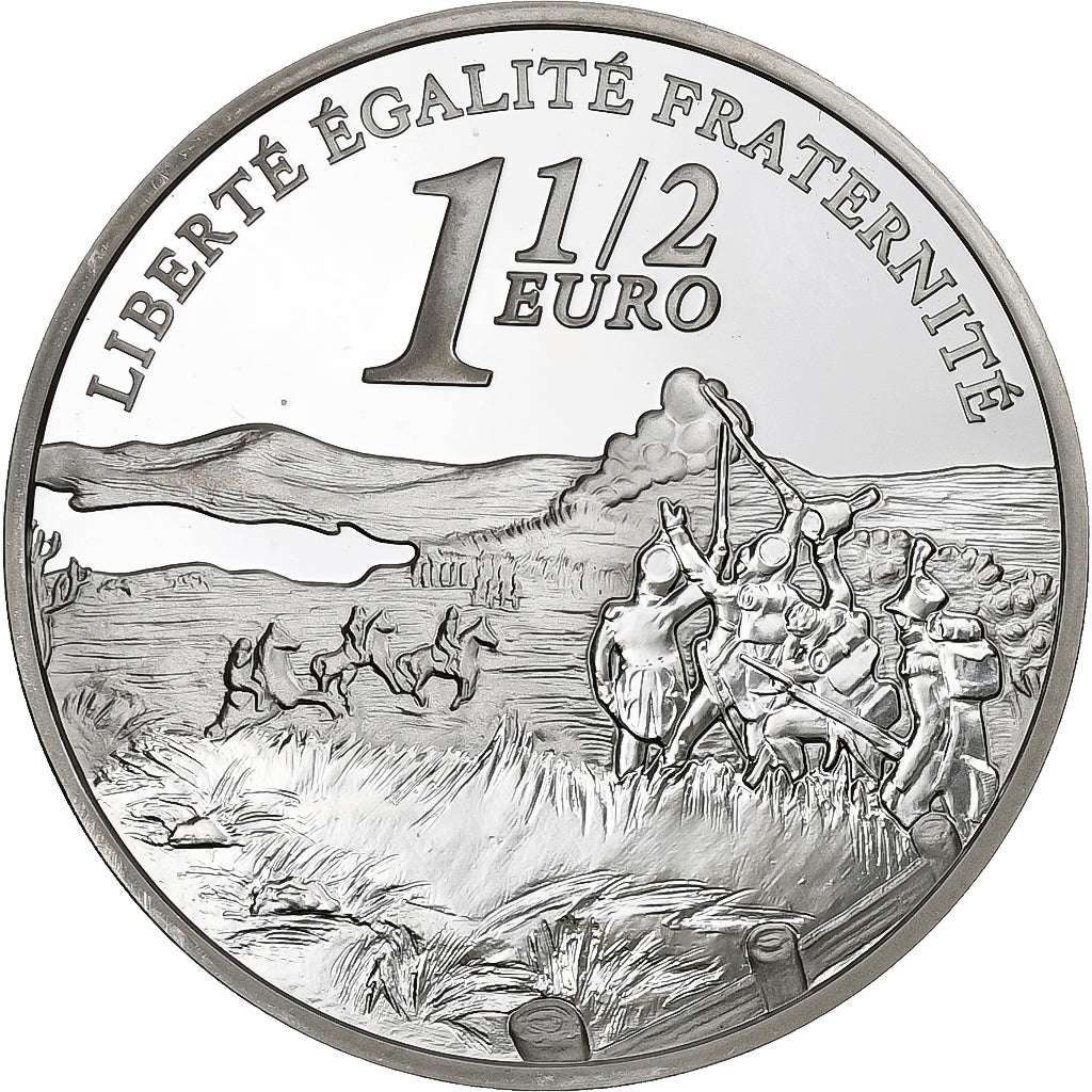 França, 1-1/2 Euro, Le Soleil D'Austerlitz, Proof, 2005, Paris, Prata, MS(63)