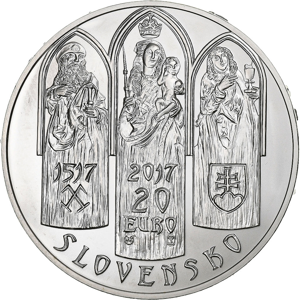 Słowacja, 20 Euro, Ville de LEVOCA, 2017, Srebro, MS(63)