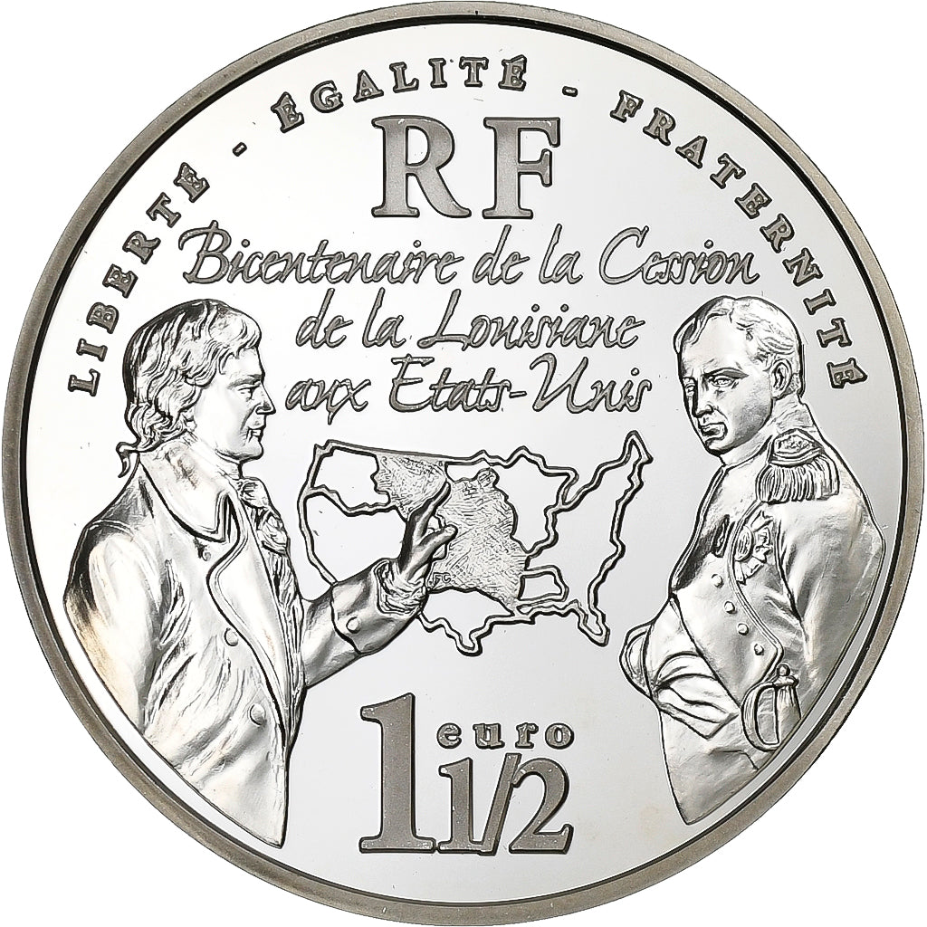 France, 1-1/2 Euro, Bicentenaire de la Cession de la Louisiane aux Etats-Unis