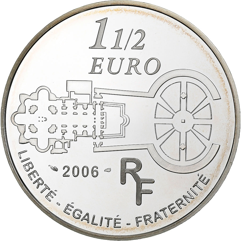 Francia, 1-1/2 Euro, 500 ans de la Basilique Saint-Pierre, 2006, Paris, Plata