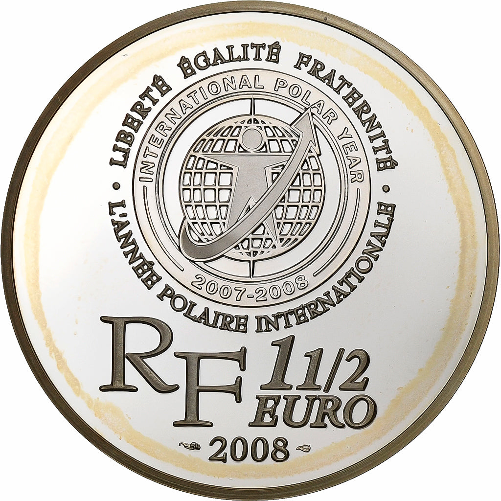 Francia, 1-1/2 Euro, Terre Adélie, 2008, Paris, Plata, SC, KM:1576