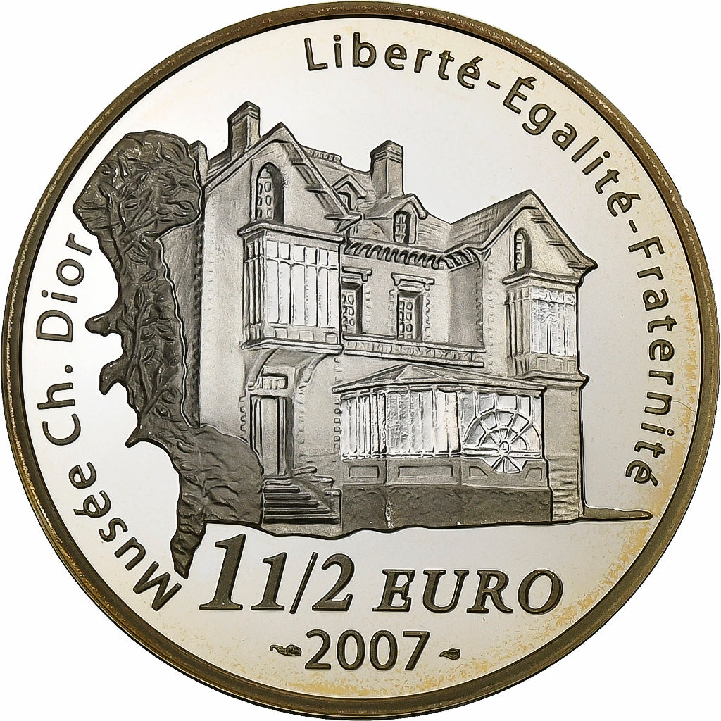 France, 1-1/2 Euro, Cristian Dior, 2007, Paris, Silver, MS(63), KM:1488