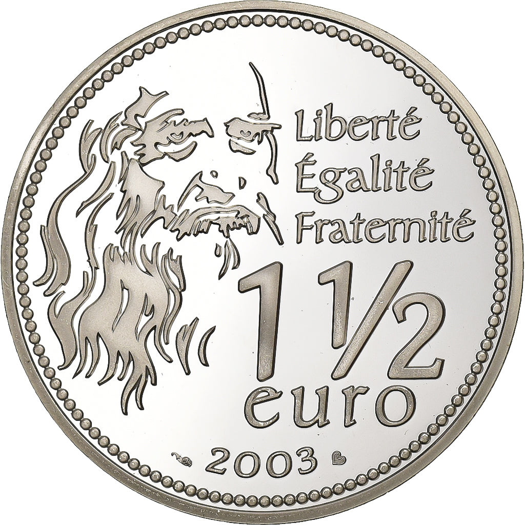 Frankreich, 1-1/2 Euro, Mona Lisa, 2003, Paris, Silber, UNZ, KM:1353
