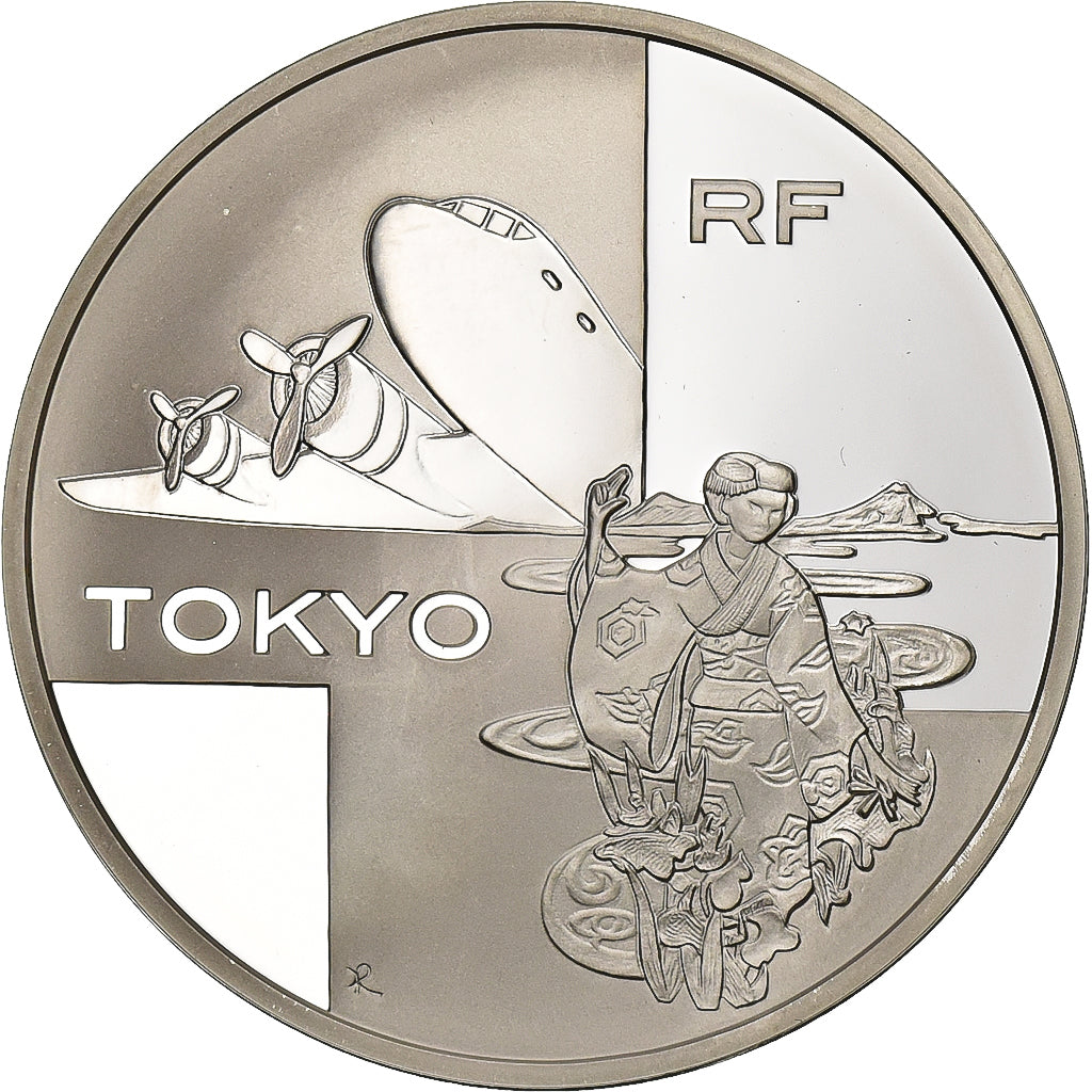 Frankrijk, 1-1/2 Euro, Vol Paris-Tokyo, 2003, Paris, Zilver, UNC-, KM:1343
