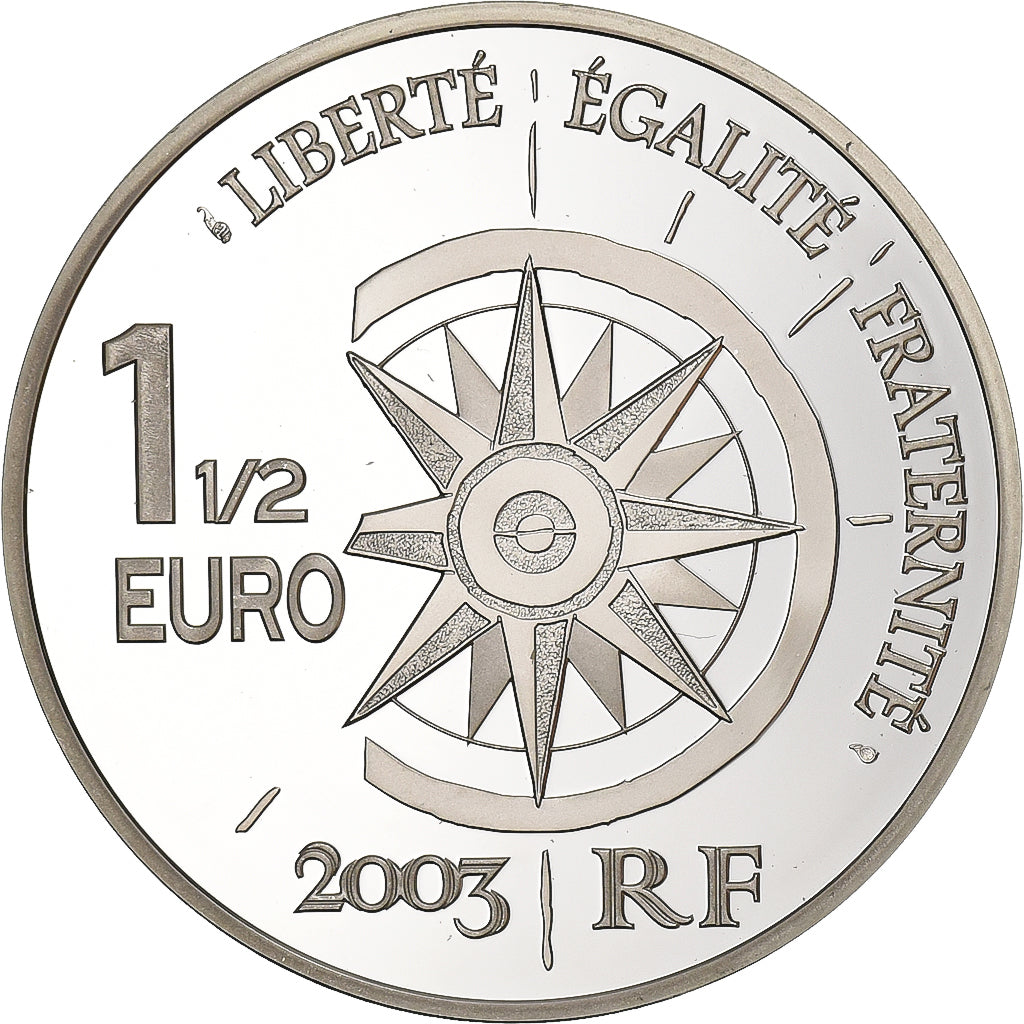 Frankrijk, 1-1/2 Euro, Vol Paris-Tokyo, 2003, Paris, Zilver, UNC-, KM:1343