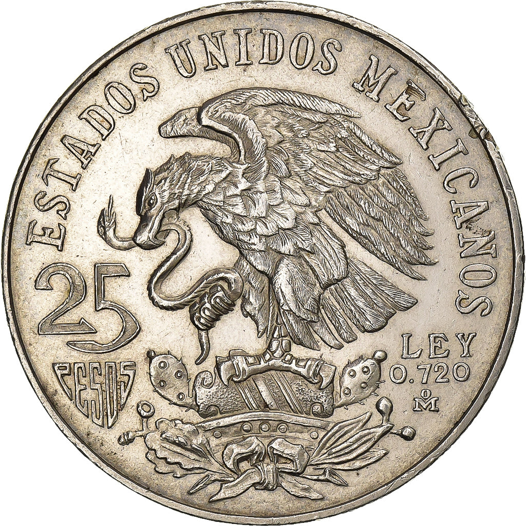 Mexico, 25 Pesos, 1968, Mexico City, Silver, AU(55-58), KM:479.1