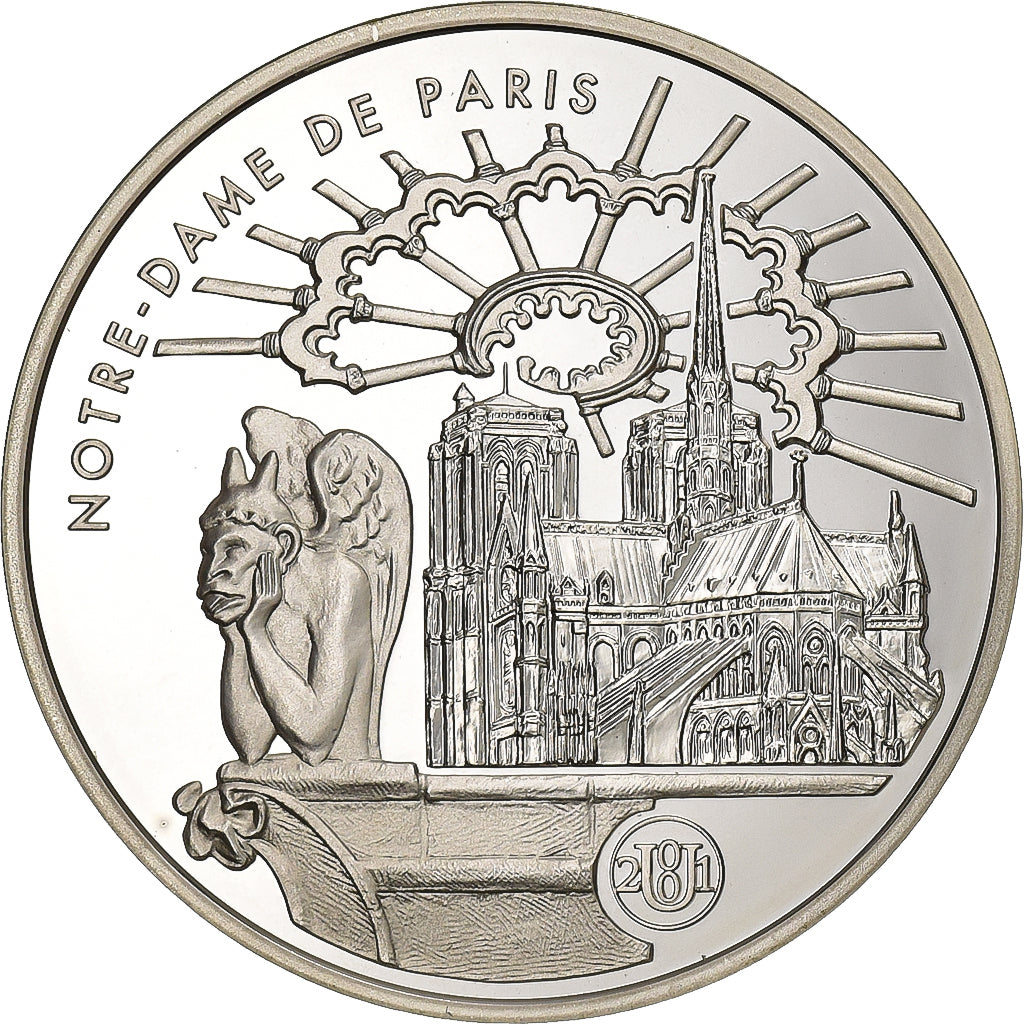 Francia, 10 Francs, Notre Dame de Paris, 2001, Paris, Plata, SC, KM:1272