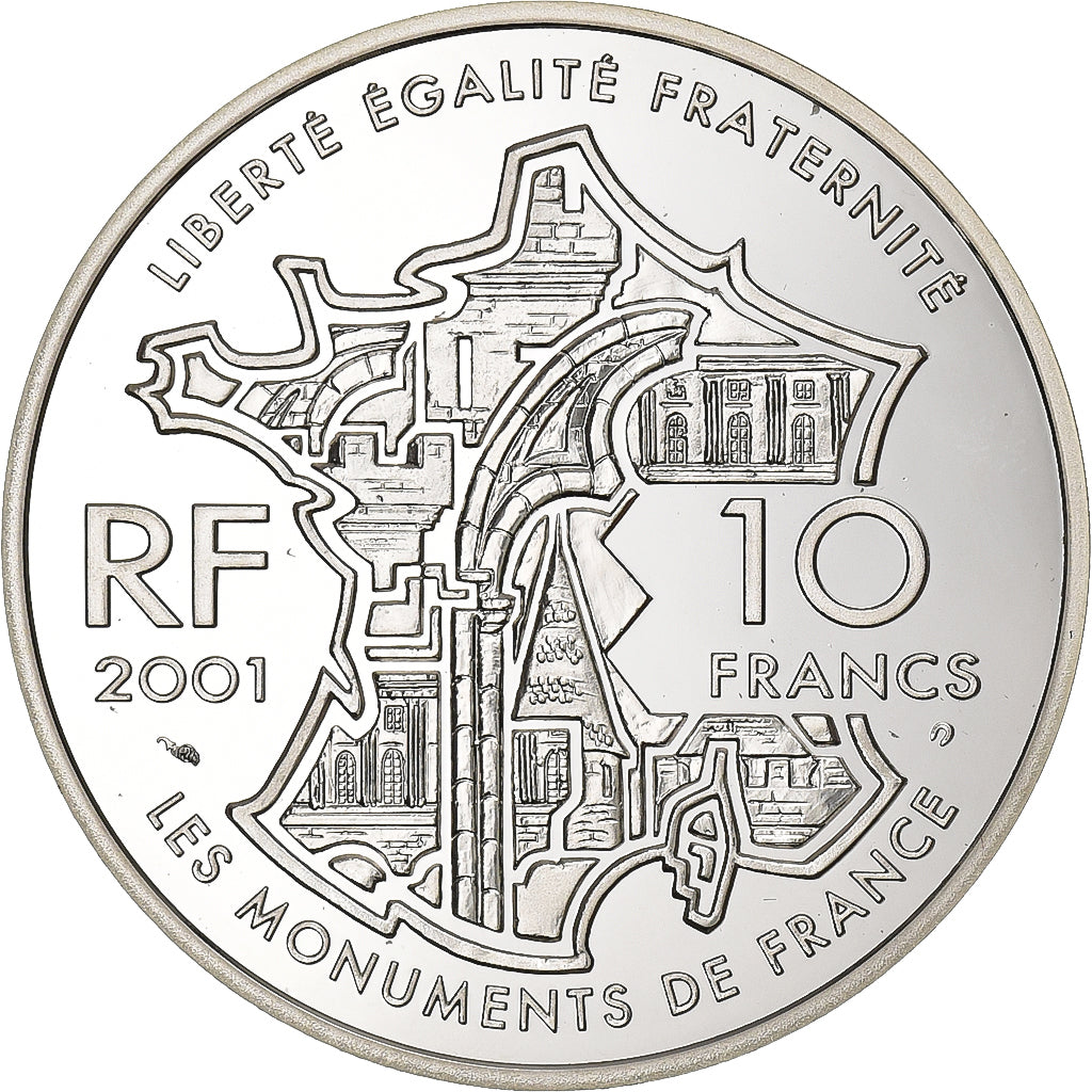 Francia, 10 Francs, Notre Dame de Paris, 2001, Paris, Plata, SC, KM:1272