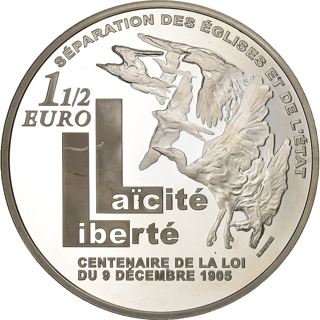 Frankrijk, 1-1/2 Euro, Laïcité, Loi 1905, 2005, Paris, Zilver, UNC-