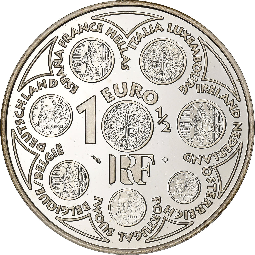 Frankrijk, 1-1/2 Euro, Europa, 2002, Paris, Zilver, UNC-, KM:1301