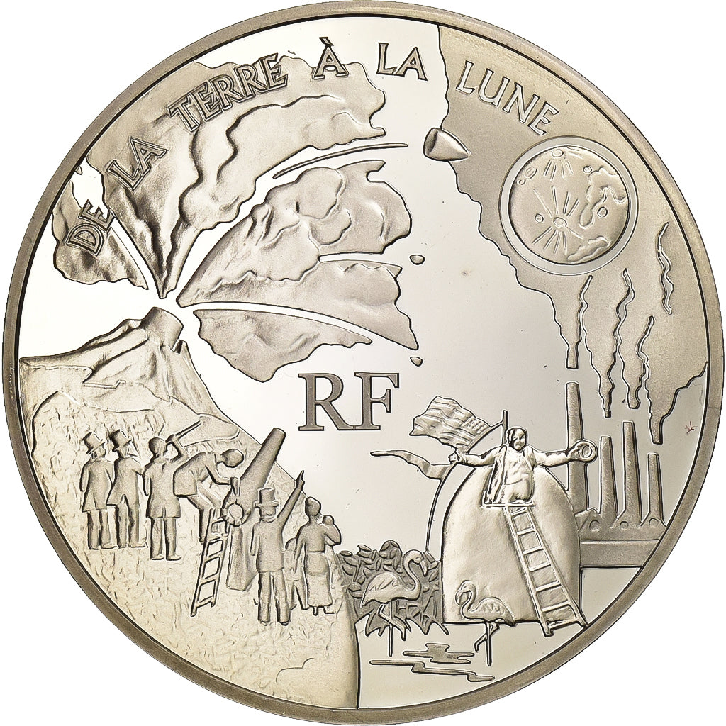 France, 1-1/2 Euro, De la Terre à la Lune, Jules Verne, 2005, Paris, Silver