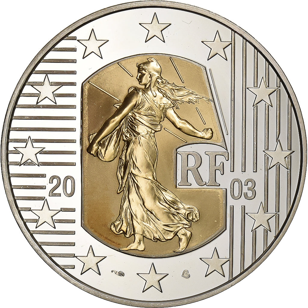 França, 5 Euro, Monnaie de Paris, La Semeuse, Proof, 2003, Paris, Prata, MS(63)