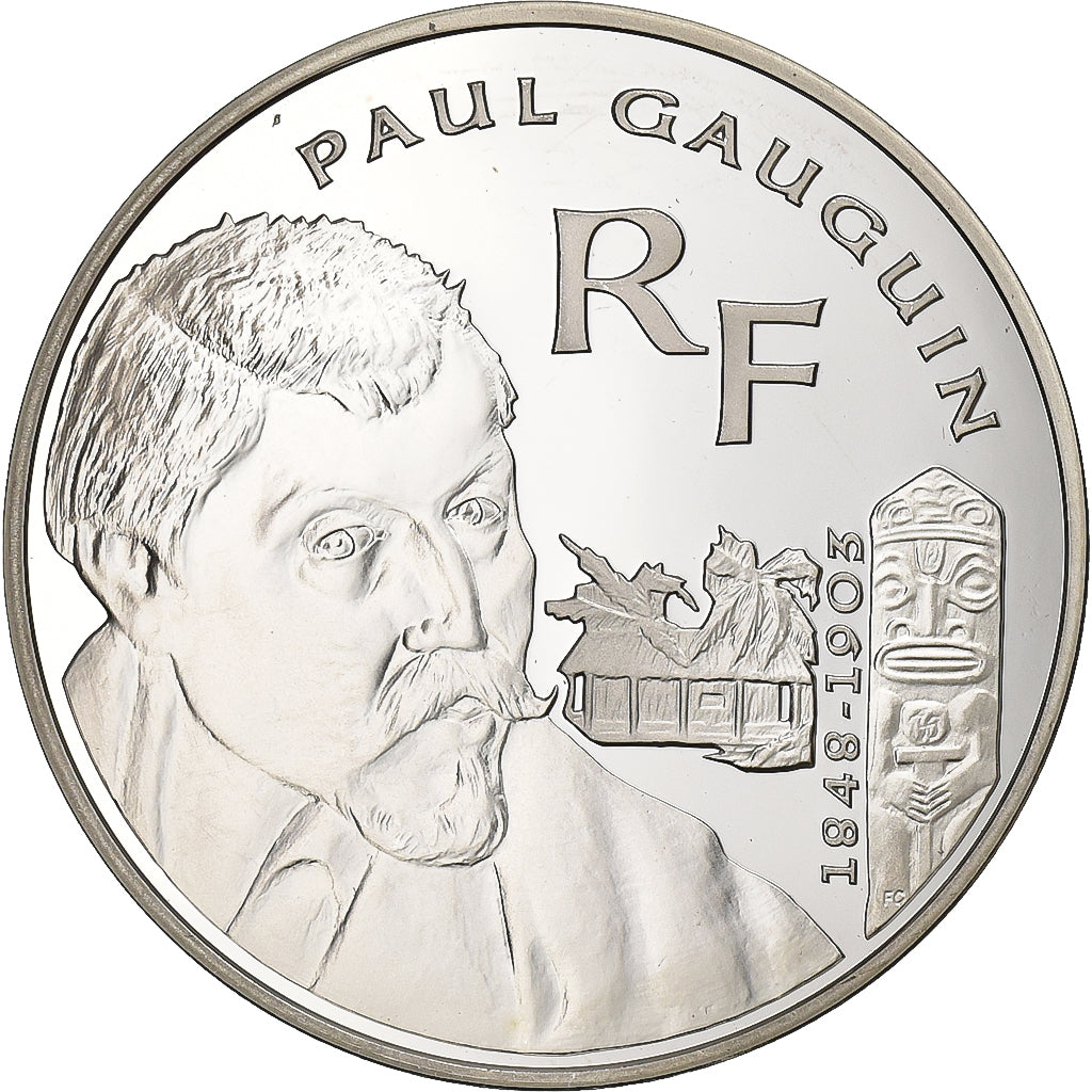 França, 1-1/2 Euro, Paul Gauguin, 2003, Paris, Prata, MS(63), KM:1345