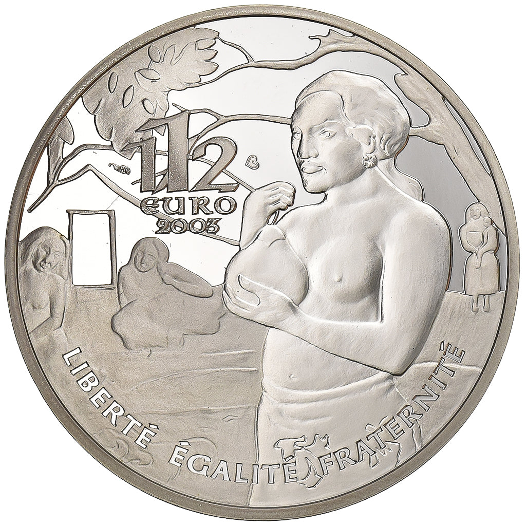France, 1-1/2 Euro, Paul Gauguin, 2003, Paris, Silver, MS(63), KM:1345