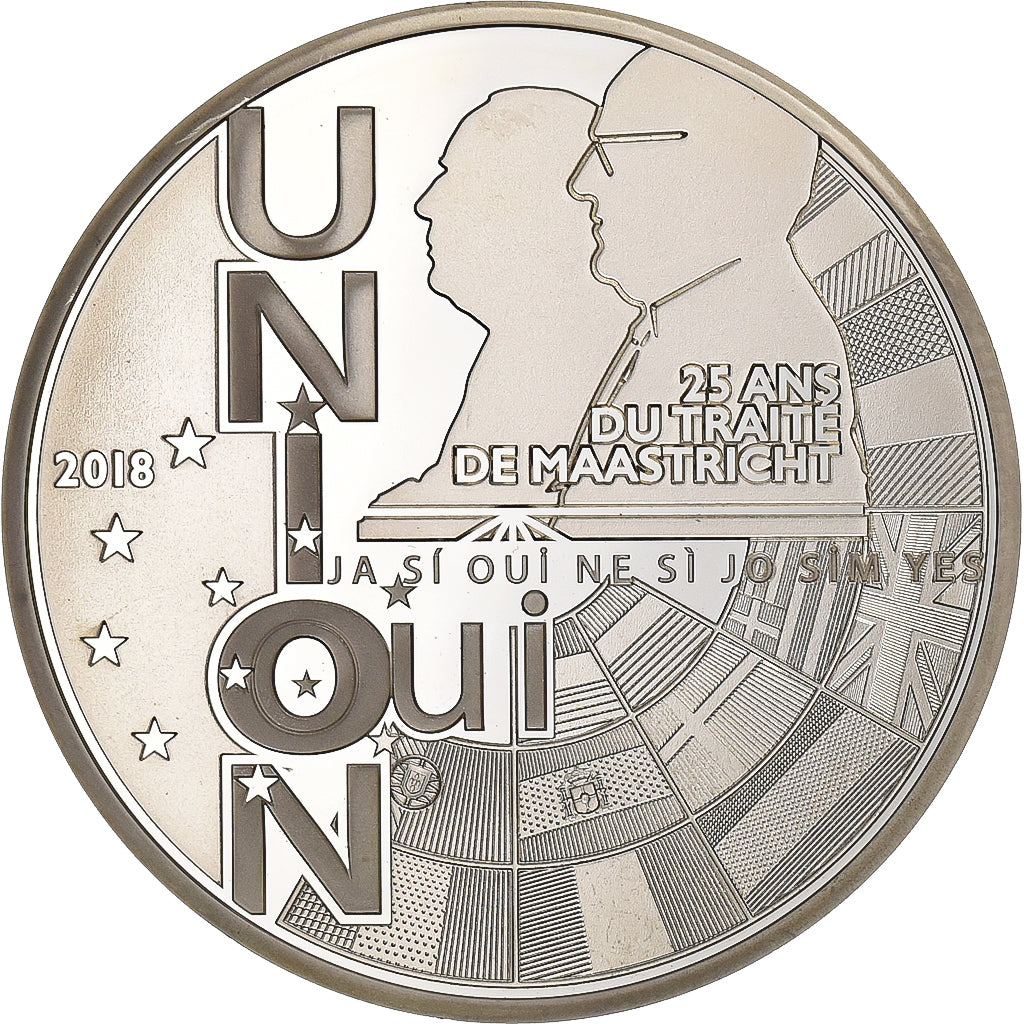 France, 10 Euro, 25 ans du Traité de Maastricht, Proof, 2018, Paris, Silver