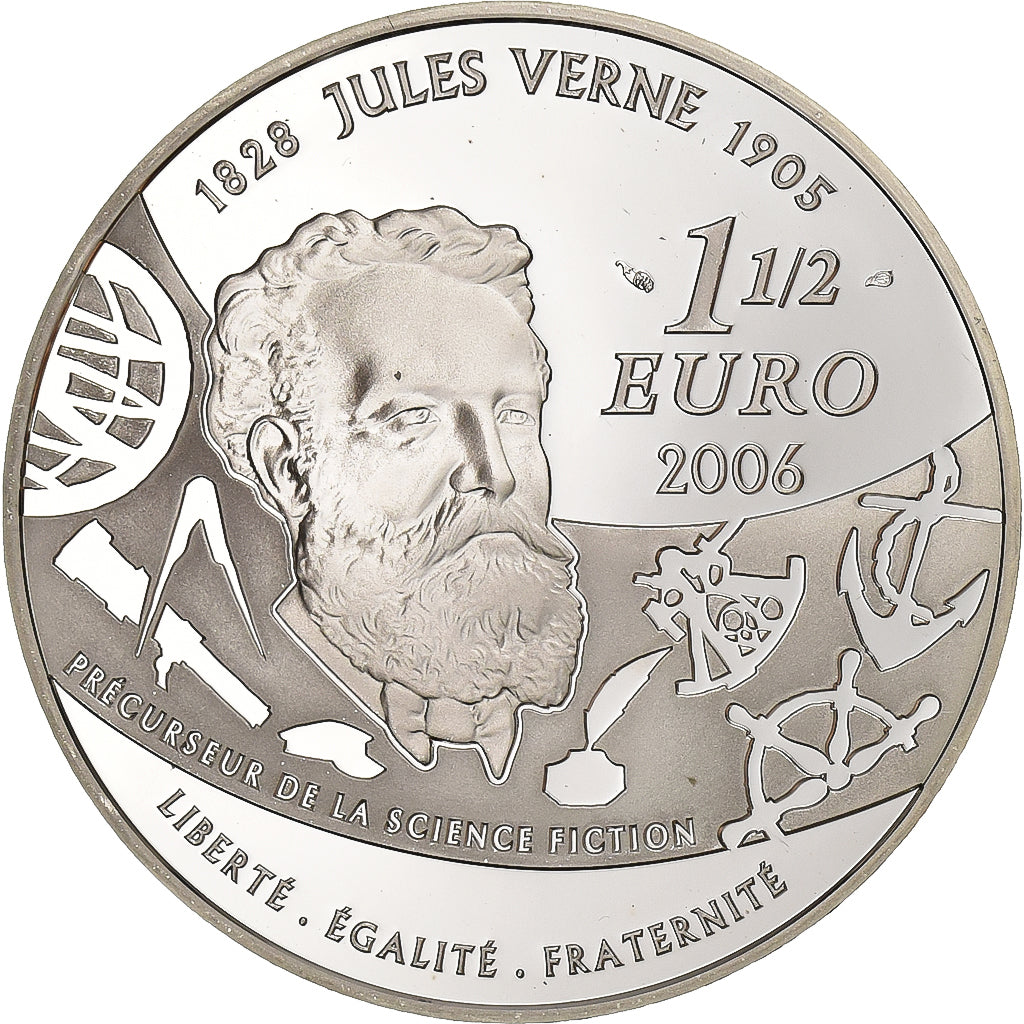 Francia, 1-1/2 Euro, Voyage au Centre de la Terre, Jules Verne, 2006, Paris