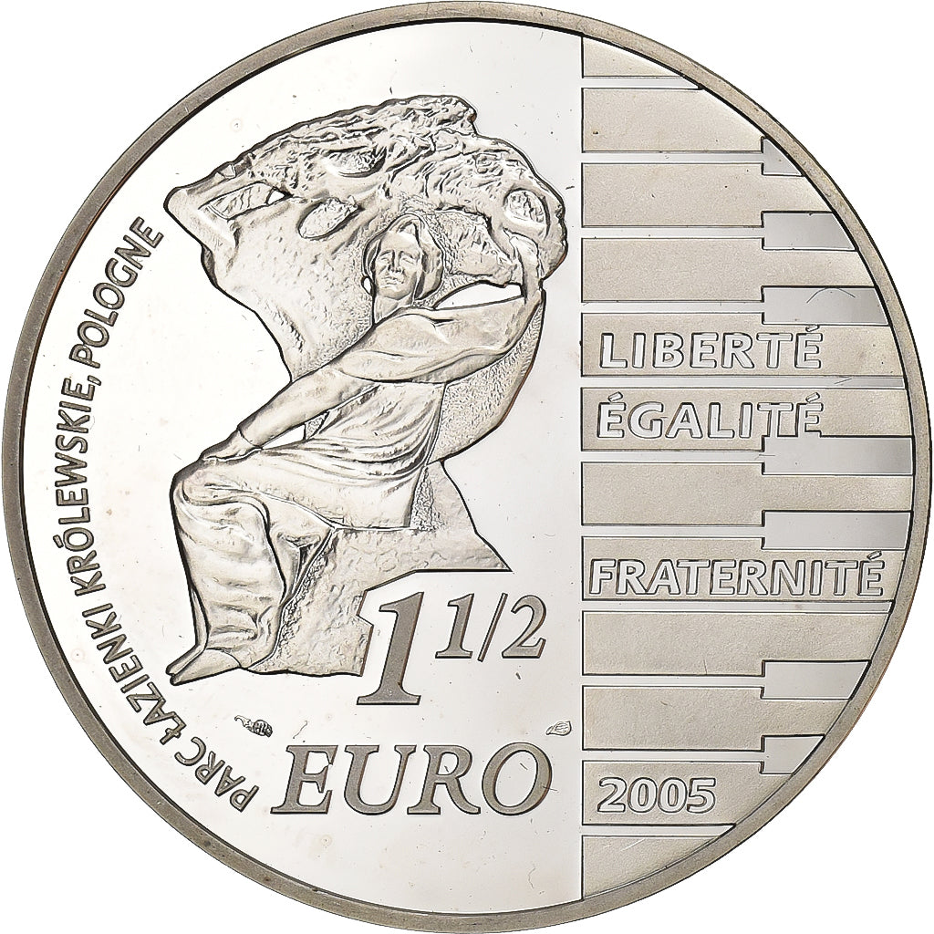 Frankrijk, 1-1/2 Euro, Frédéric Chopin, 2005, Paris, Zilver, UNC-, KM:2027