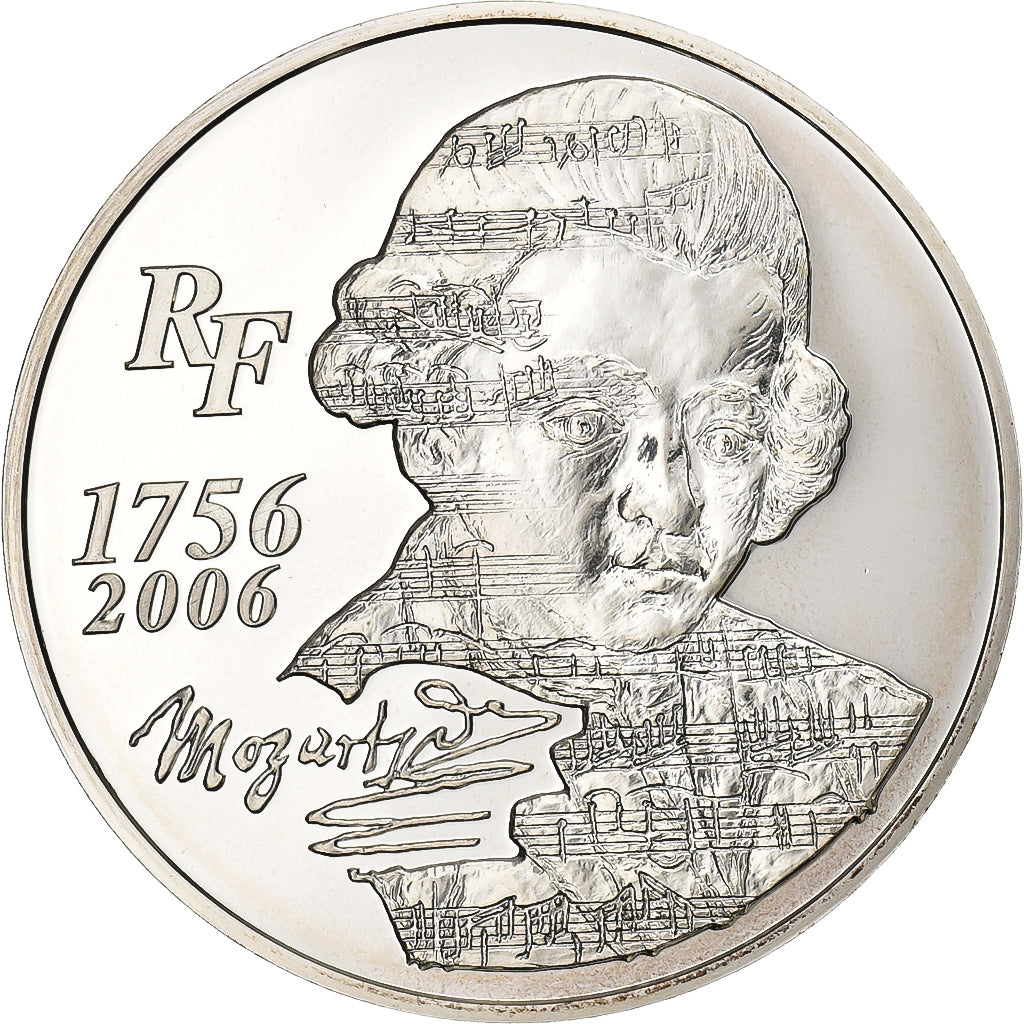 Frankreich, 1/4 Euro, Wolfgang Amadeus Mozart, PP, 2006, Paris, Silber, UNZ