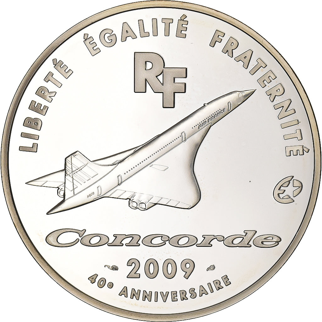 France, 10 Euro, 40e Anniversaire du Concorde, 2009, Paris, Silver, MS(63)