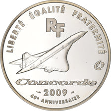 France, 10 Euro, 40e Anniversaire du Concorde, 2009, Paris, Silver, MS(63)