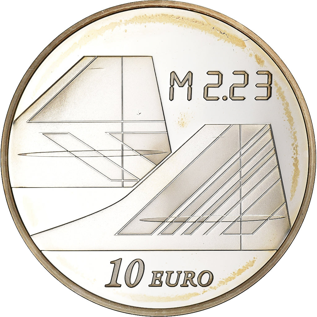 France, 10 Euro, 40e Anniversaire du Concorde, 2009, Paris, Silver, MS(63)