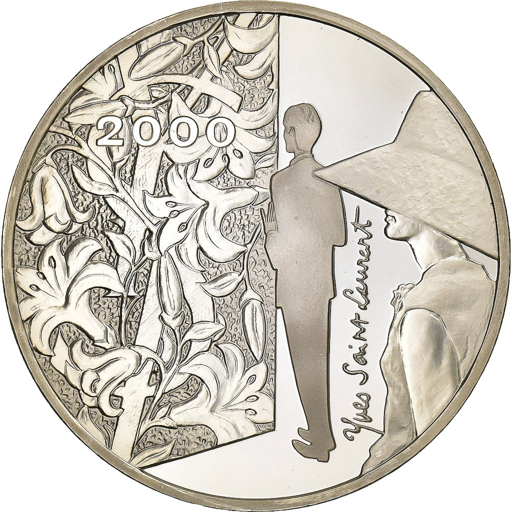 Frankrijk, 10 Francs, Yves Saint Laurent, 2000, Paris, Zilver, UNC-, KM:1235