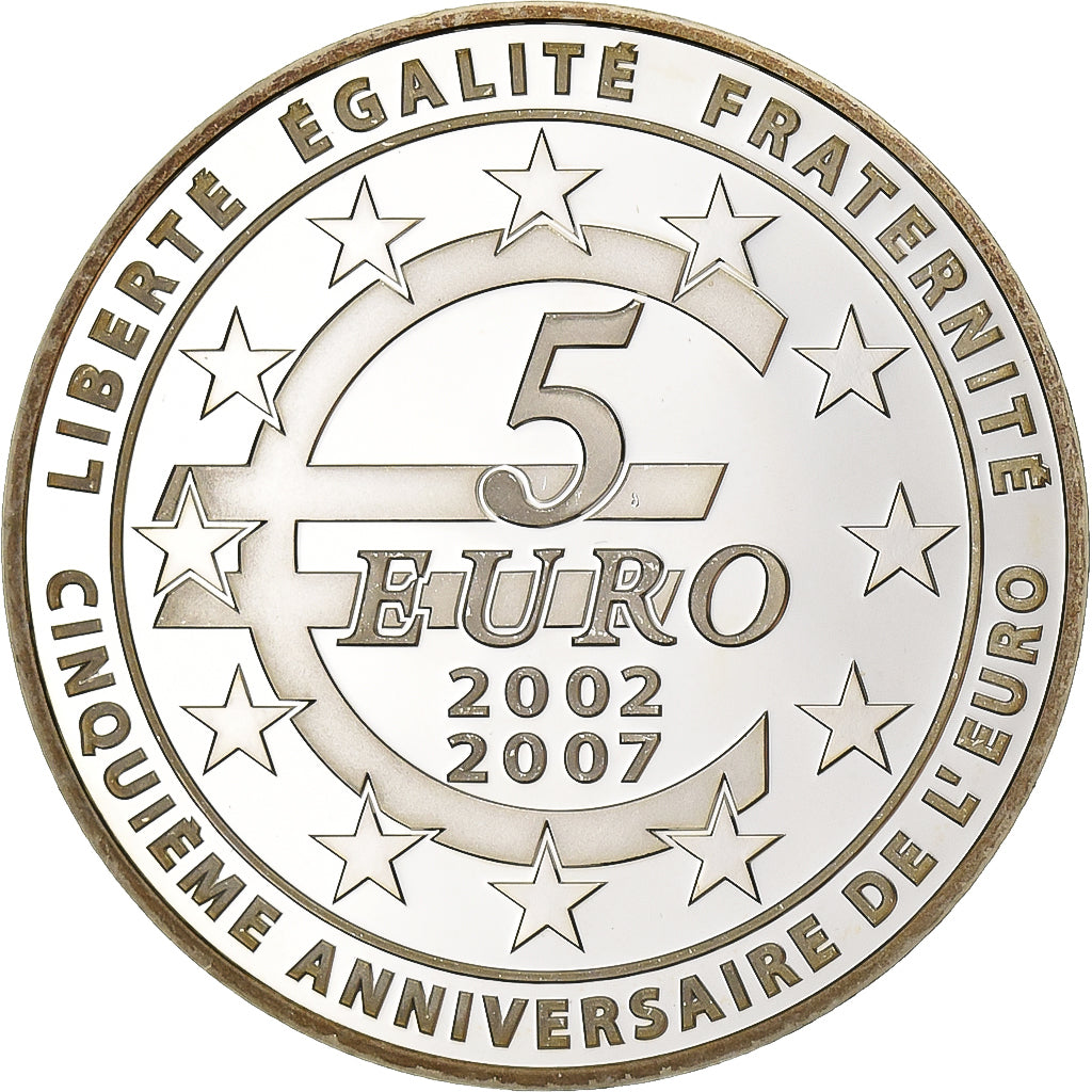Francia, 5 Euro, 5e Anniversaire de l'Euro, 2007, Paris, Plata, SC, KM:1523