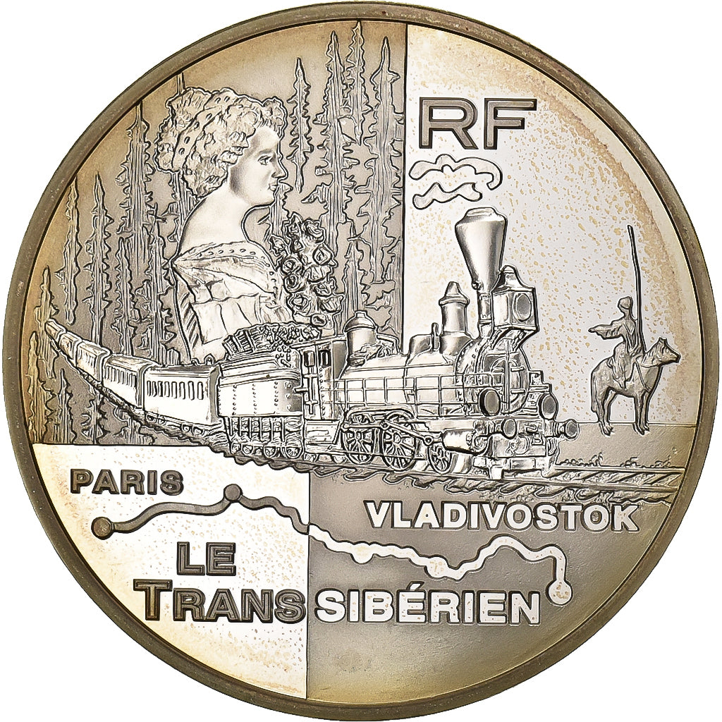 Francja, 1-1/2 Euro, Le Trans Sibérien, 2004, Paris, Srebro, MS(63), KM:1380