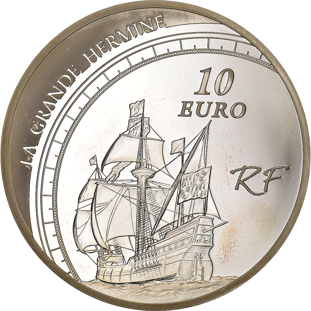 Francja, 10 Euro, Jacques Cartier, 2011, Paris, Srebro, MS(63), KM:1795