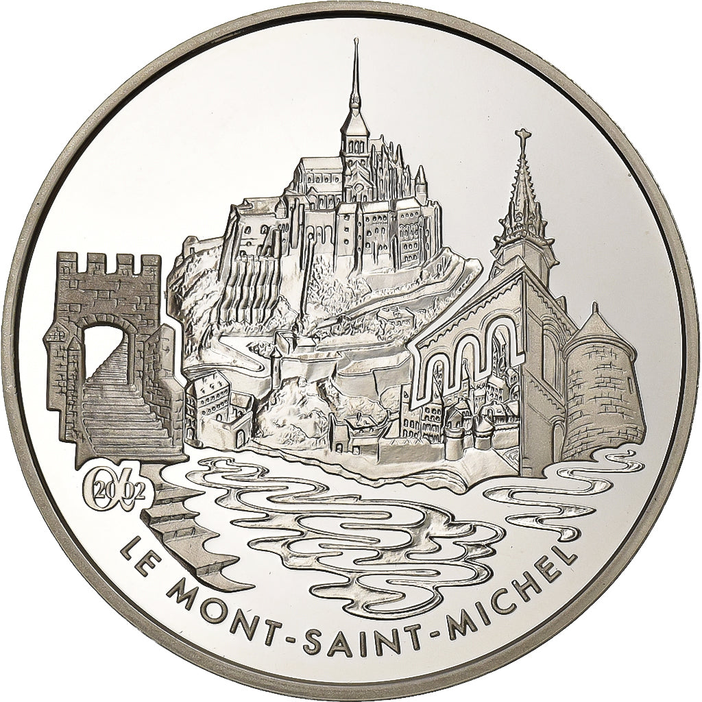 Frankrijk, 1-1/2 Euro, Mont Saint-Michel, 2002, Paris, Zilver, UNC-, KM:1305