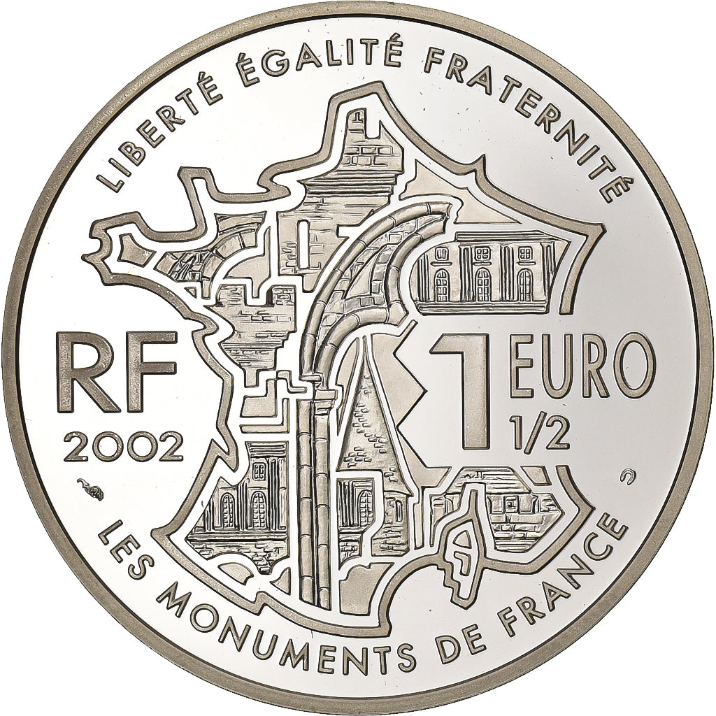 Frankrijk, 1-1/2 Euro, Mont Saint-Michel, 2002, Paris, Zilver, UNC-, KM:1305