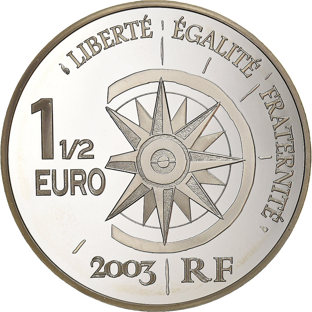 França, 1-1/2 Euro, Orient-Express, 2003, Paris, Prata, MS(63), KM:2006