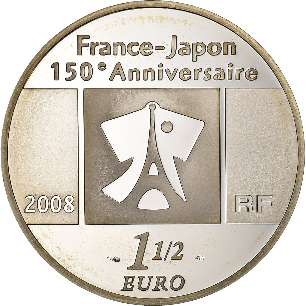 Francia, 1-1/2 Euro, 150e Anniversaire France - Japon, FS, 2008, Paris