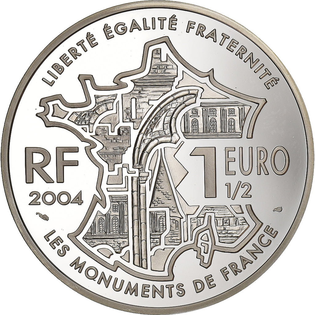 France, 1-1/2 Euro, Palais des papes d'Avignon, 2004, Paris, Silver, MS(63)