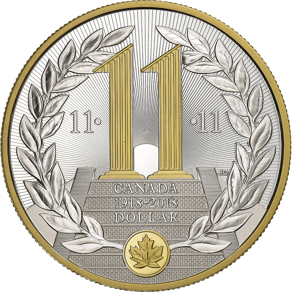 Canada, Elizabeth II, Dollar, 100e Anniversaire de l'Armistice de la 1er Guerre