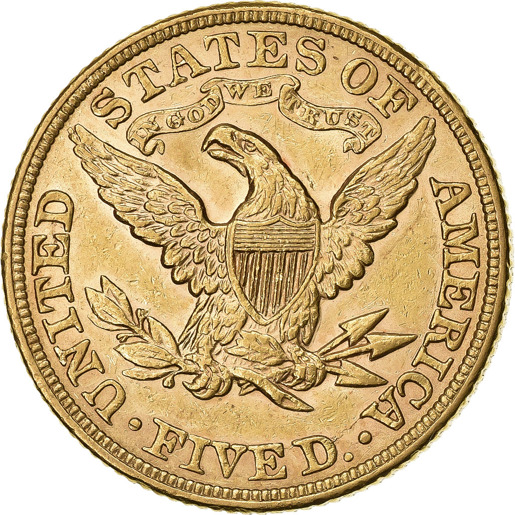 United States, $5, Half Eagle, Coronet Head, 1892, U.S. Mint, Gold, AU(55-58)