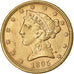 United States, $5, Half Eagle, Coronet Head, 1895, U.S. Mint, Gold, AU(55-58)
