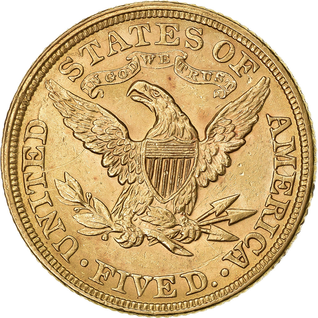 United States, $5, Half Eagle, Coronet Head, 1895, U.S. Mint, Gold, AU(55-58)