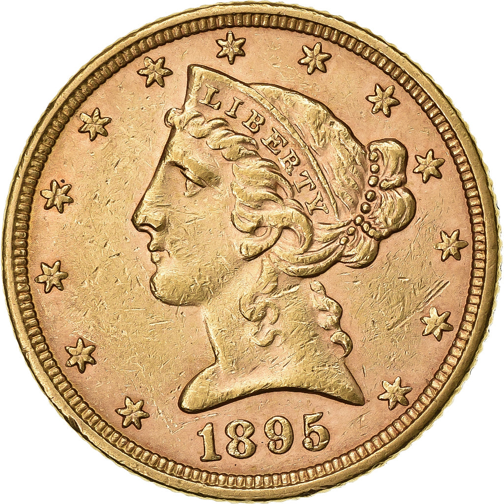 United States, $5, Half Eagle, Coronet Head, 1895, U.S. Mint, Gold, AU(55-58)