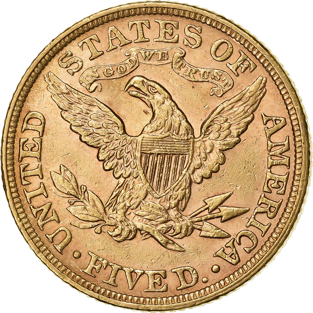 United States, $5, Half Eagle, Coronet Head, 1895, U.S. Mint, Gold, AU(55-58)